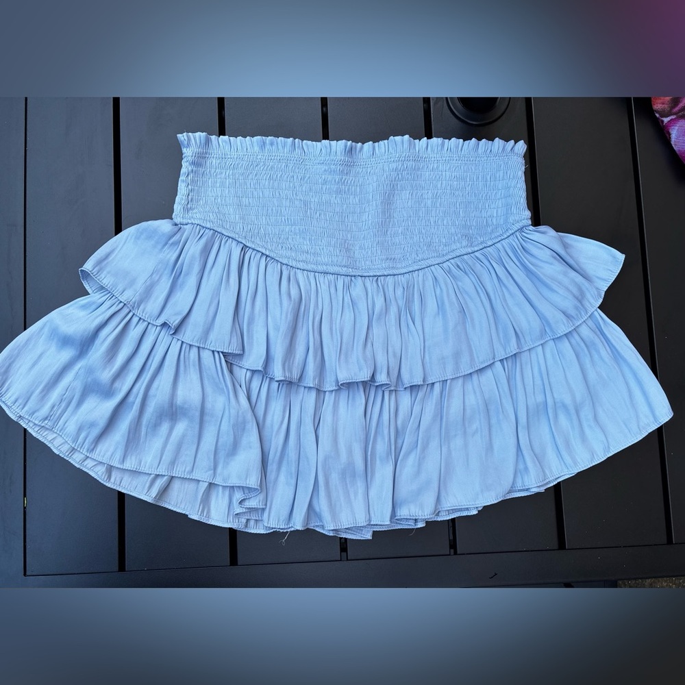 Light Blue Tiered Mini Skirt